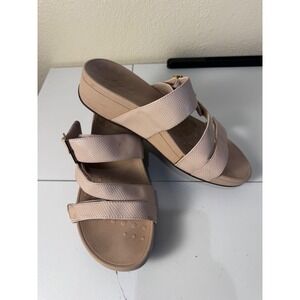 Vionic Rio Lizard Slide Sandals Women Size 10 Nude Platform Orthopedic Comfort